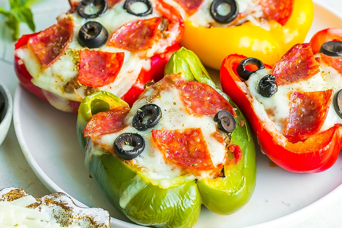 straight on shot of pizza stuffed pepper