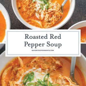 collage of roasted red pepper soup for pinterest