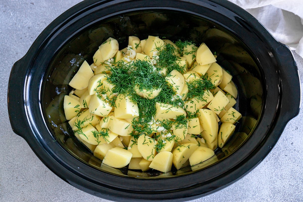 potatoes and dill in slow cooker