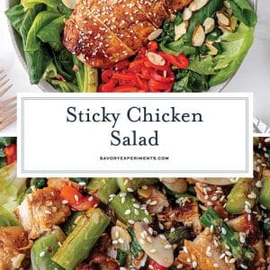 collage of sticky chicken salad for pinterest