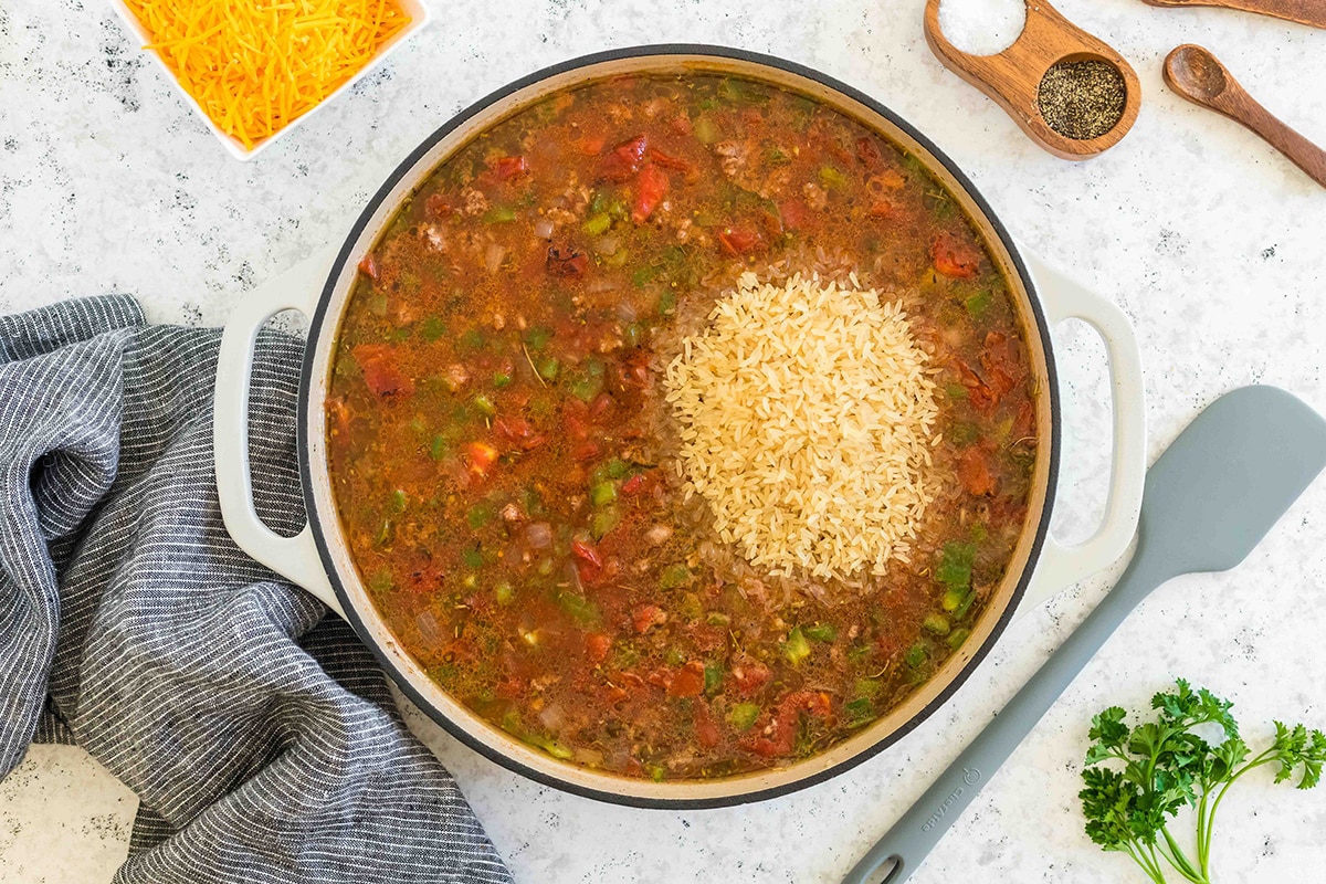 rice added to broth