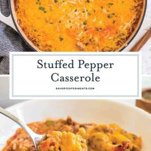 collage of stuffed pepper casserole for pinterest