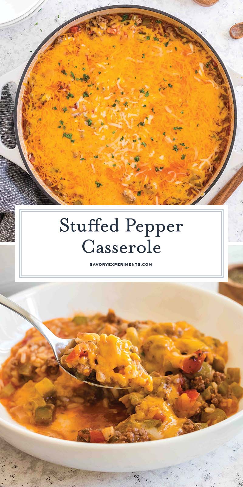 collage of stuffed pepper casserole for pinterest