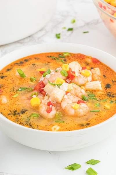 angled shot of soup in a bowl