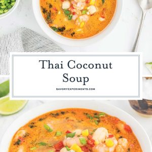 collage of thai coconut soup for pinterest