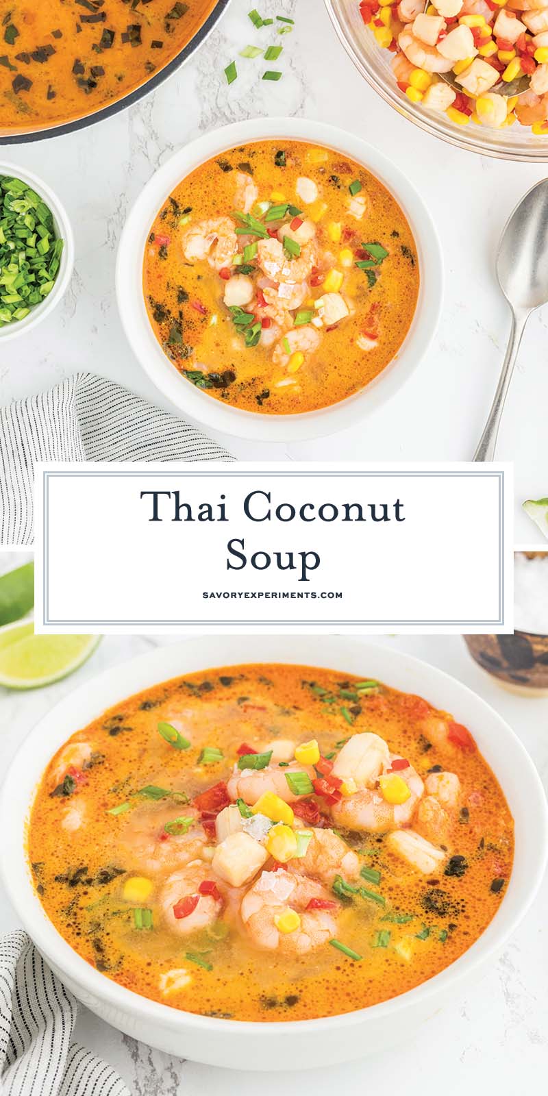 collage of thai coconut soup for pinterest