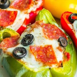 straight on shot of pizza stuffed pepper