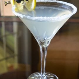 straight on shot of blueberry lemon martini