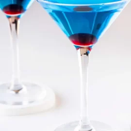 straight on shot of sapphire martini