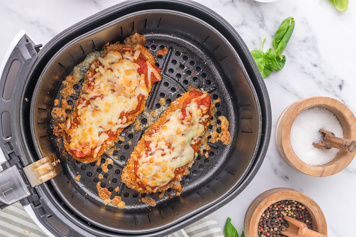 cooked chicken parmesan in air fryer