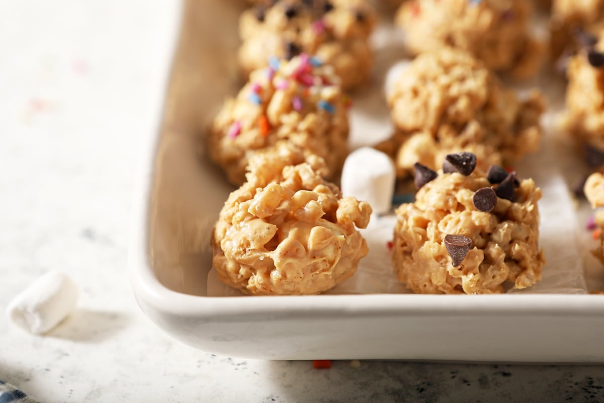 no bake cookies on a tray