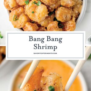 collage of bang bang shrimp for pinterest