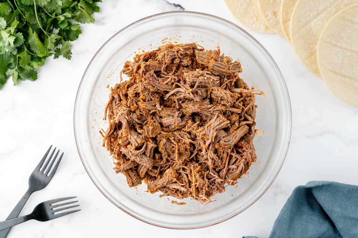 shredded pork in a bowl