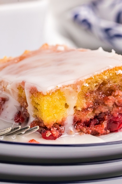 slice of honey bun cake on a plate