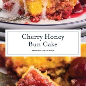 collage of cherry honey bun cake for pinterest