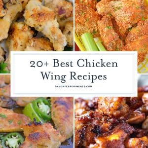 collage of chicken wing recipes