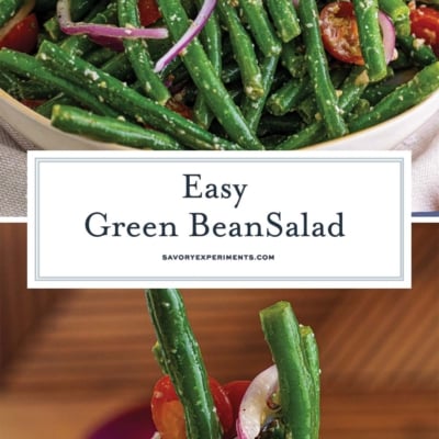 collage of easy green bean salad recipe