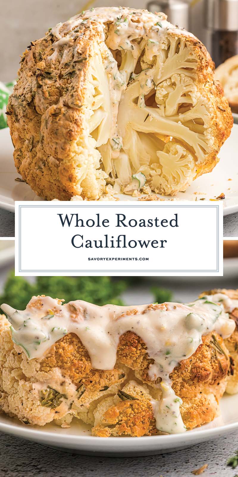 collage of roasted cauliflower for pinterest