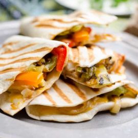 straight on shot of lobster quesadillas