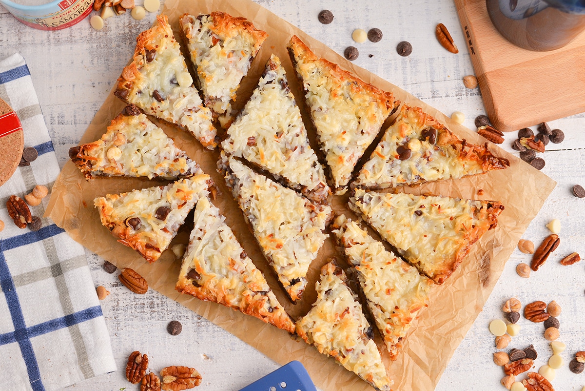 overhead shot of sliced magic bars