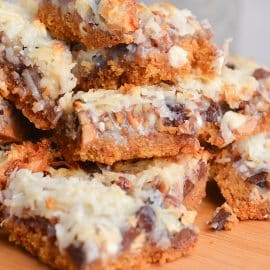 straight on shot of pieces of magic bars