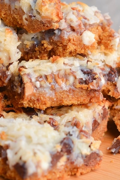 straight on shot of pieces of magic bars