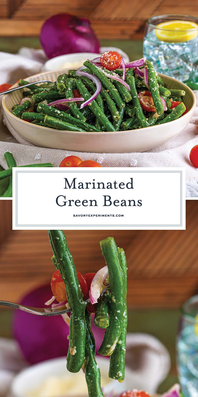 collage of marinated green beans for pinterest
