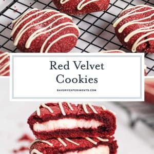 collage of red velvet cookies for pinterest