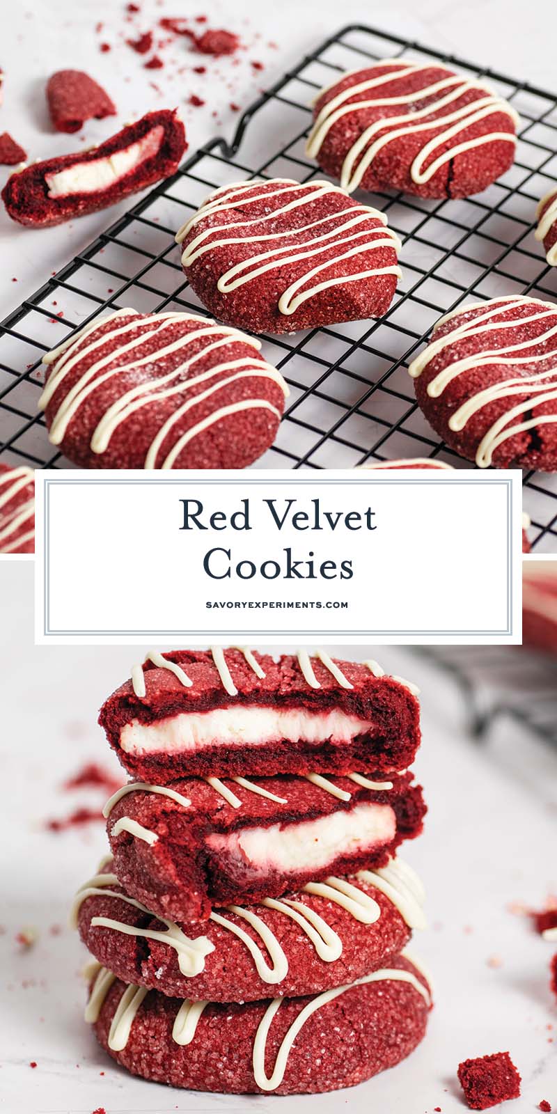 collage of red velvet cookies for pinterest