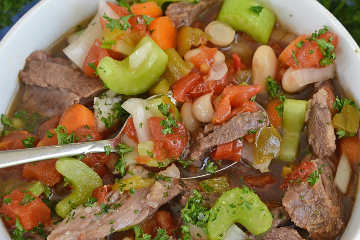 spoon full of short rib soup