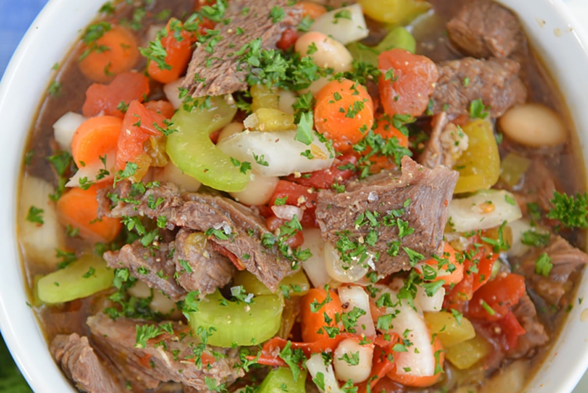 close up of short rib soup