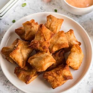 angled shot of shrimp rangoon on plate