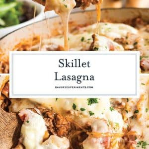 collage of skillet lasagna for pinterest
