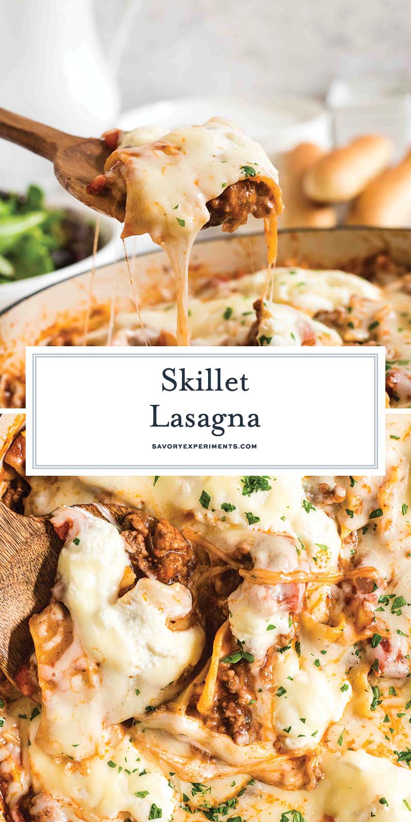 collage of skillet lasagna for pinterest