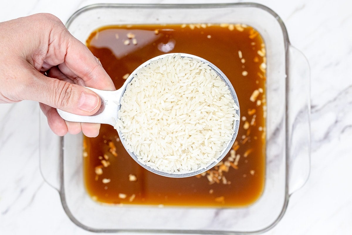 measuring cup of rice