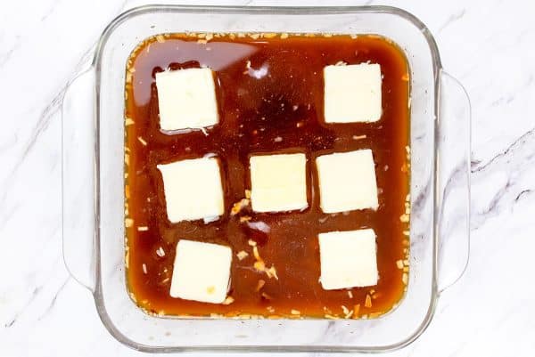 sliced butter in broth