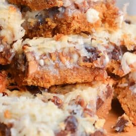 straight on shot of pieces of magic bars