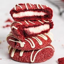 stack of cream cheese cookies cut in half