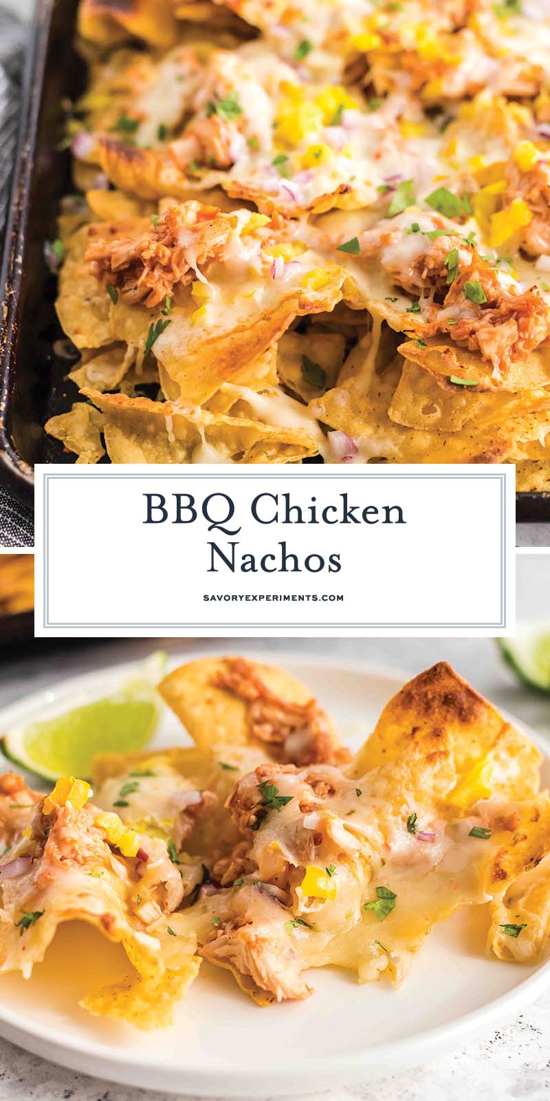 collage of bbq chicken nachos for pinterest