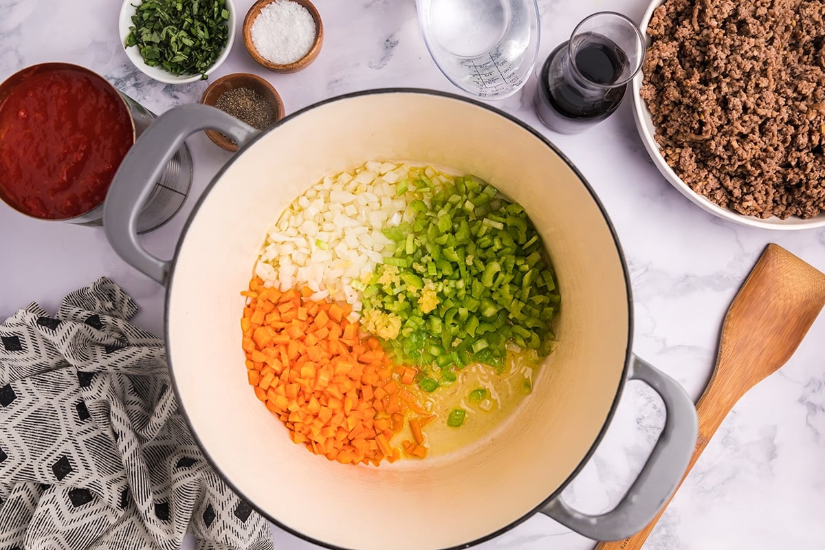 veggies sautéing in pan