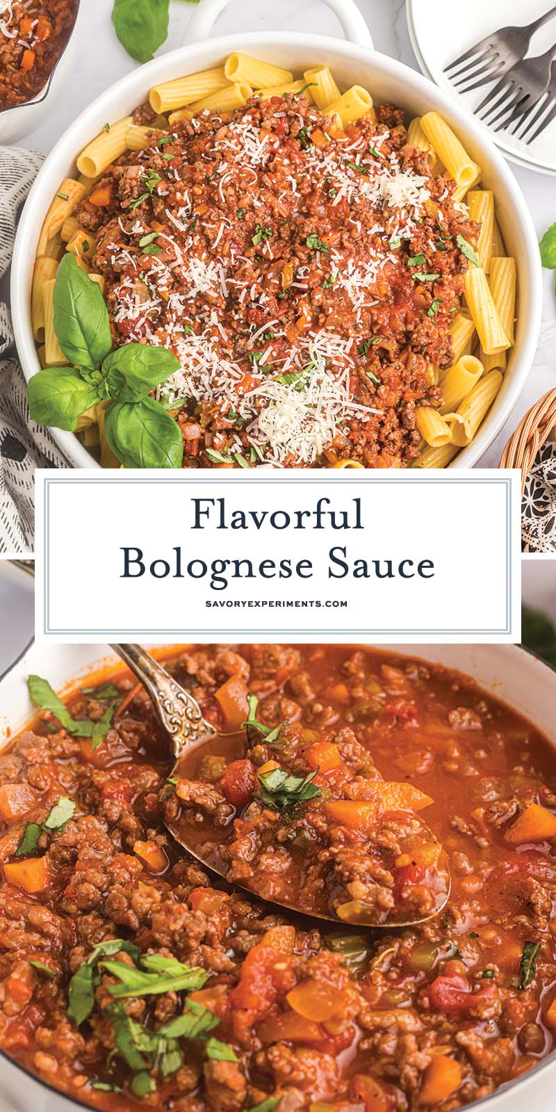collage of bolognese for pinterest