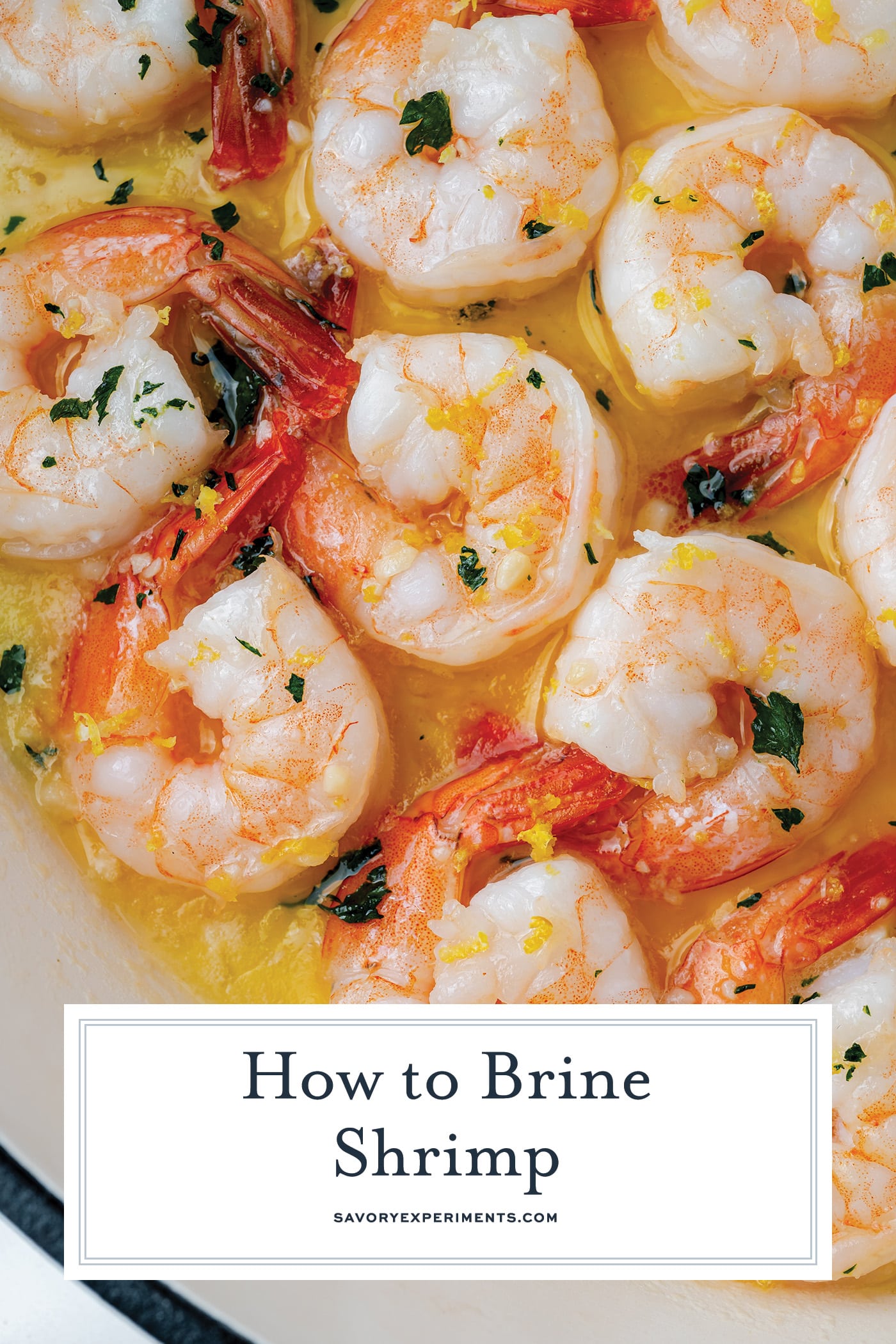 how to brine shrimp with text overlay for pinterest