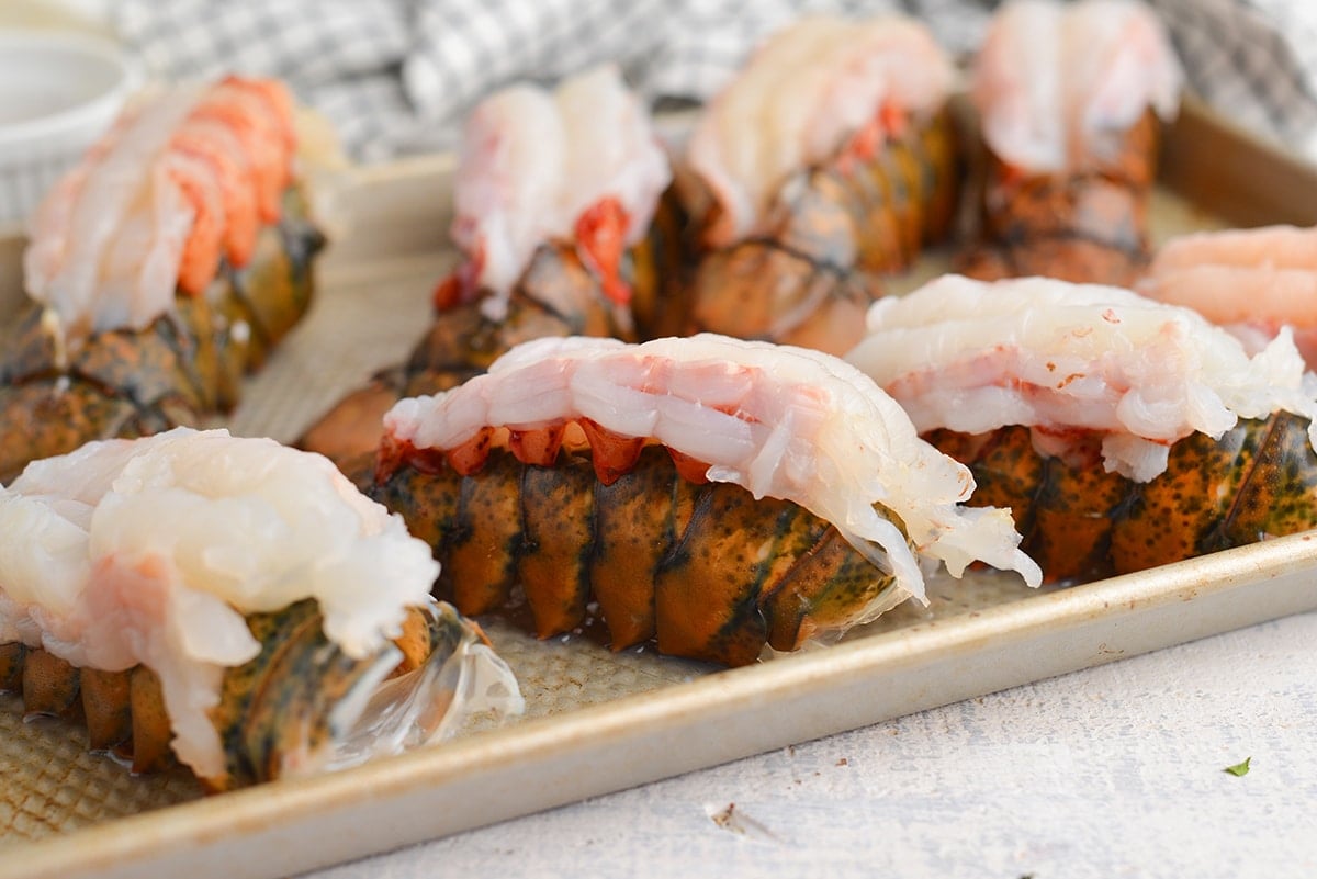 raw lobster tail in a shell