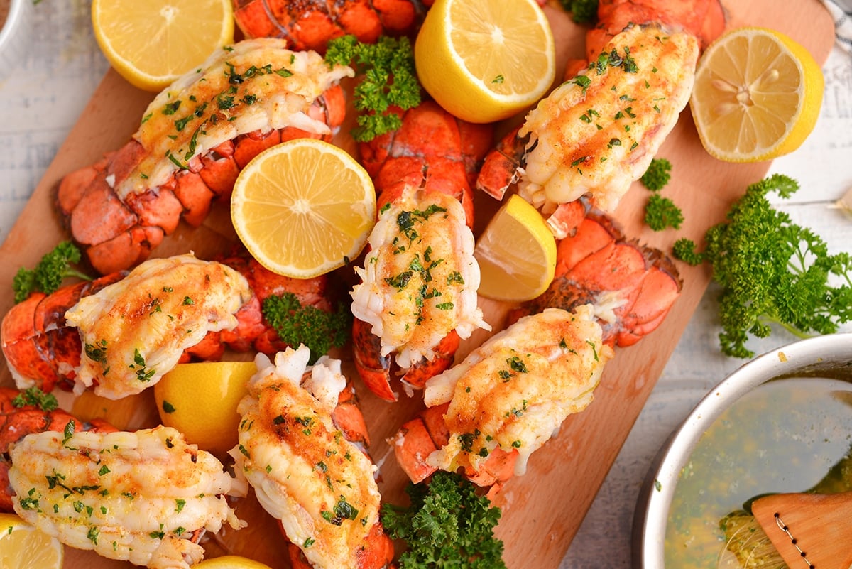 overhead of cooked lobster