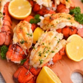 close up of cooked lobster tail