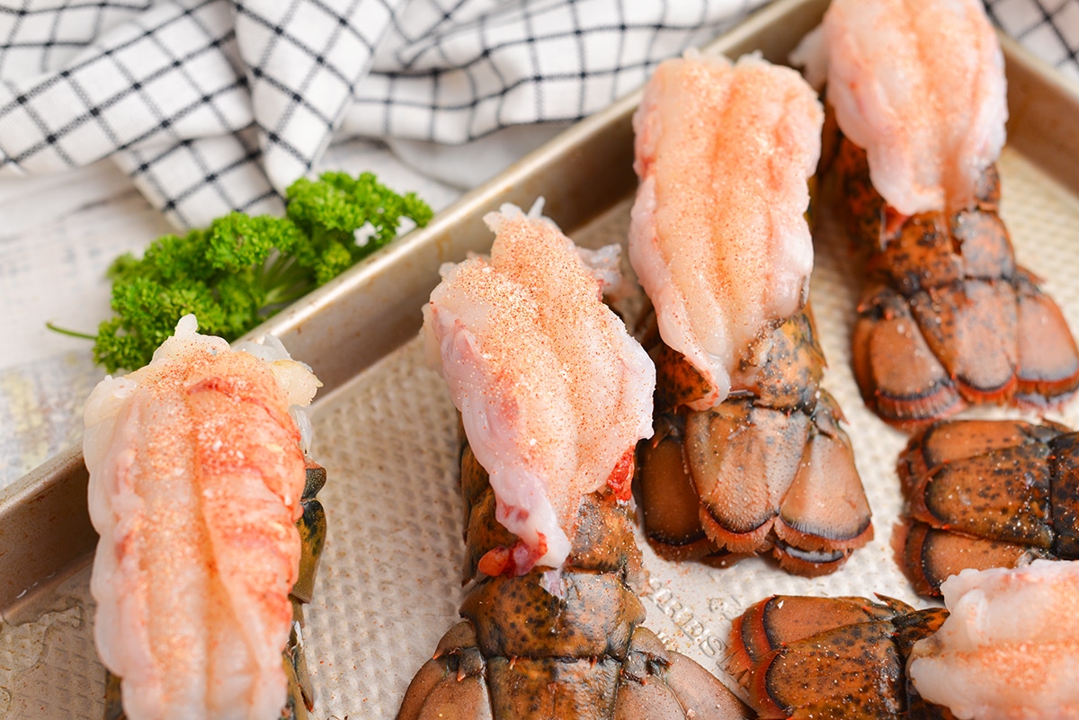 butterflied lobster tails with seasoning