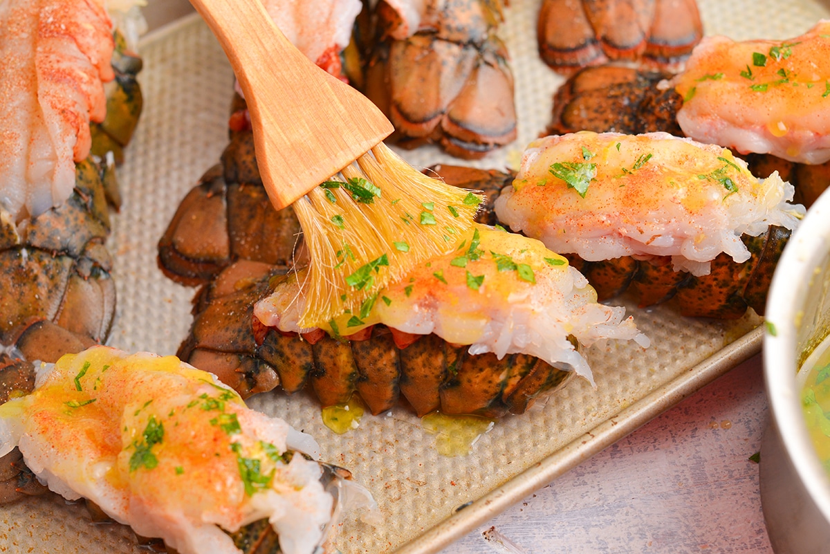 basting lobster tails with butter