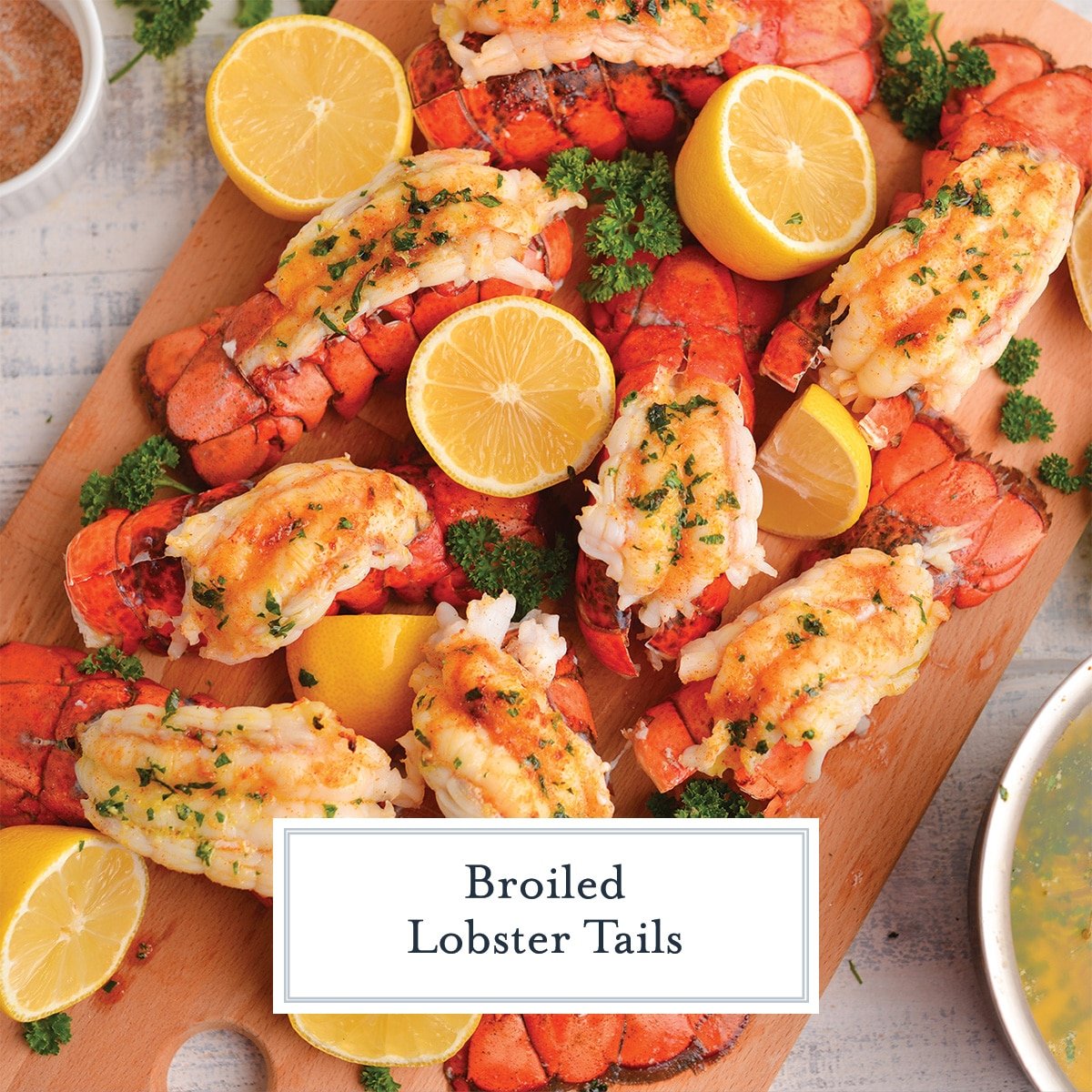 how to broil lobster tails with text overlay