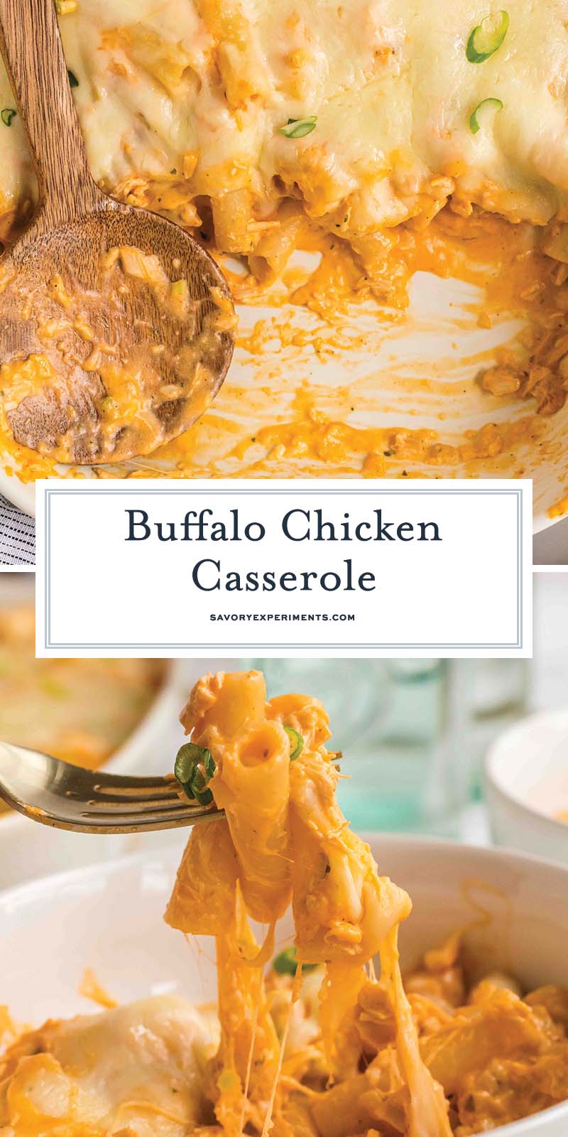 collage of buffalo chicken casserole for pinterest