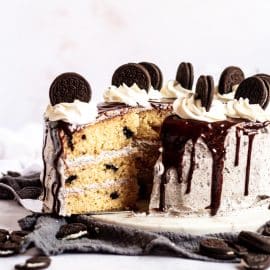 slice removed from oreo cake